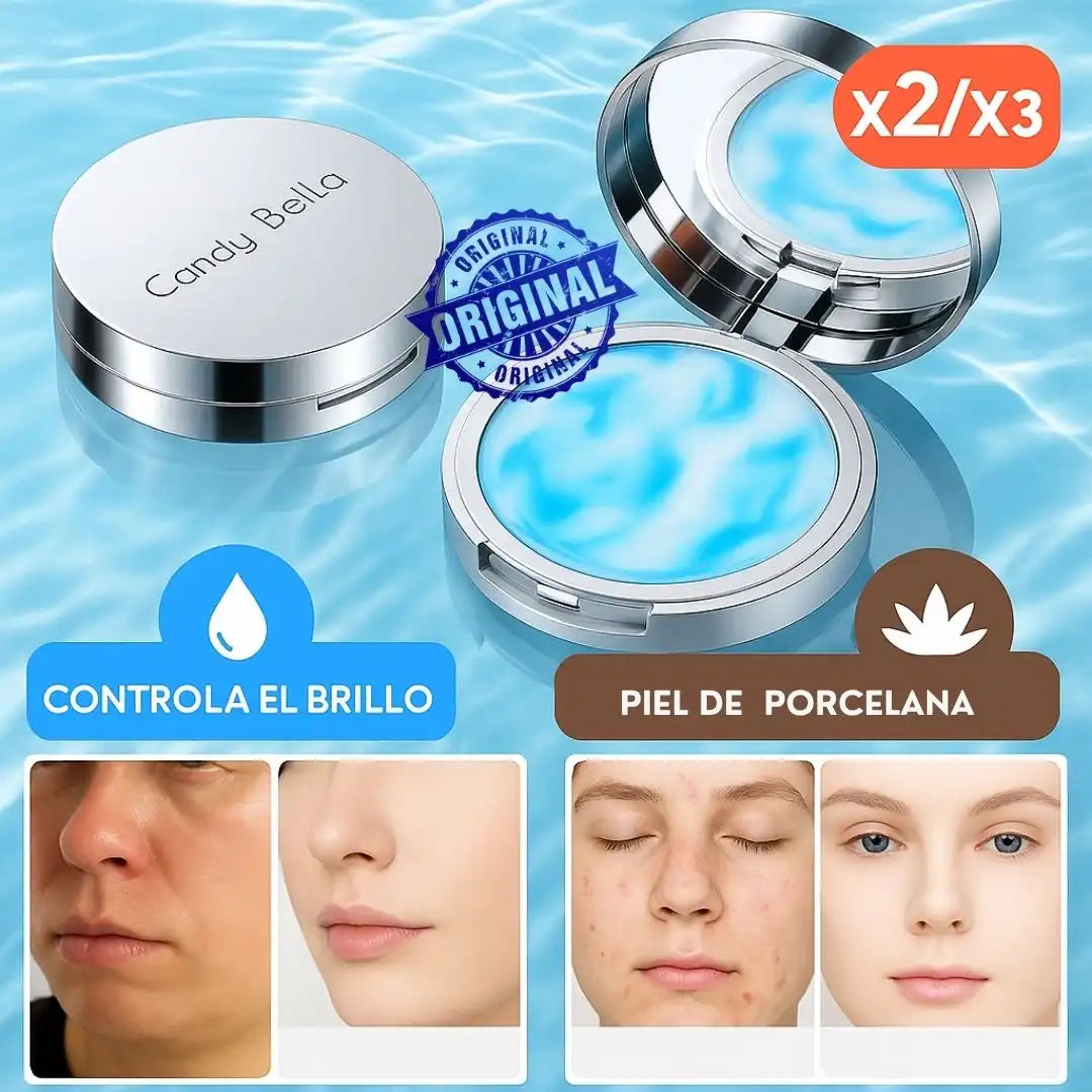 Candy Bella® - Polvo Matificante para Rostro | ¡Tu aliado contra el brillo facial!