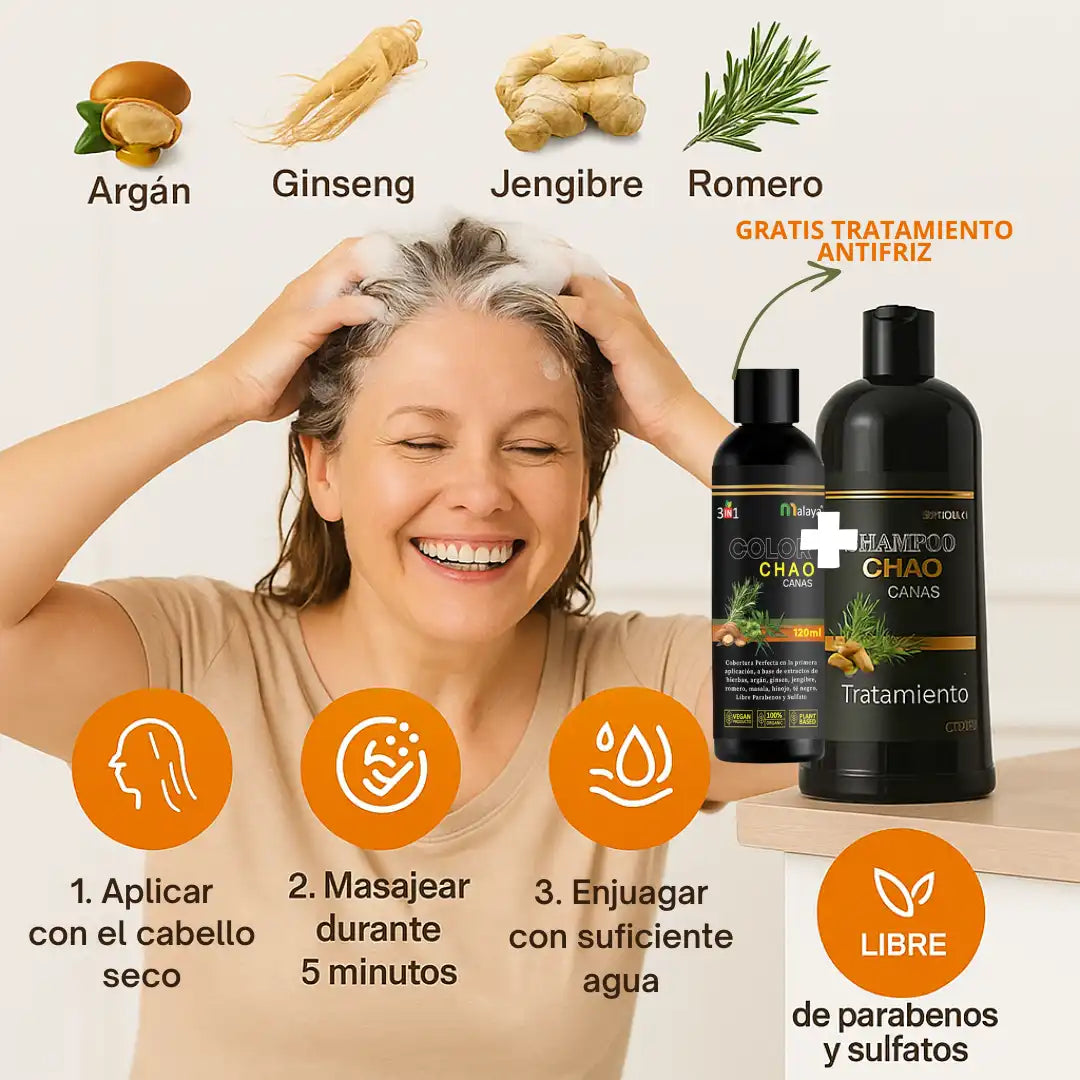 ByeGray™ | Shampoo Chao Canas, Cobertura Natural y Duradera en Minutos.