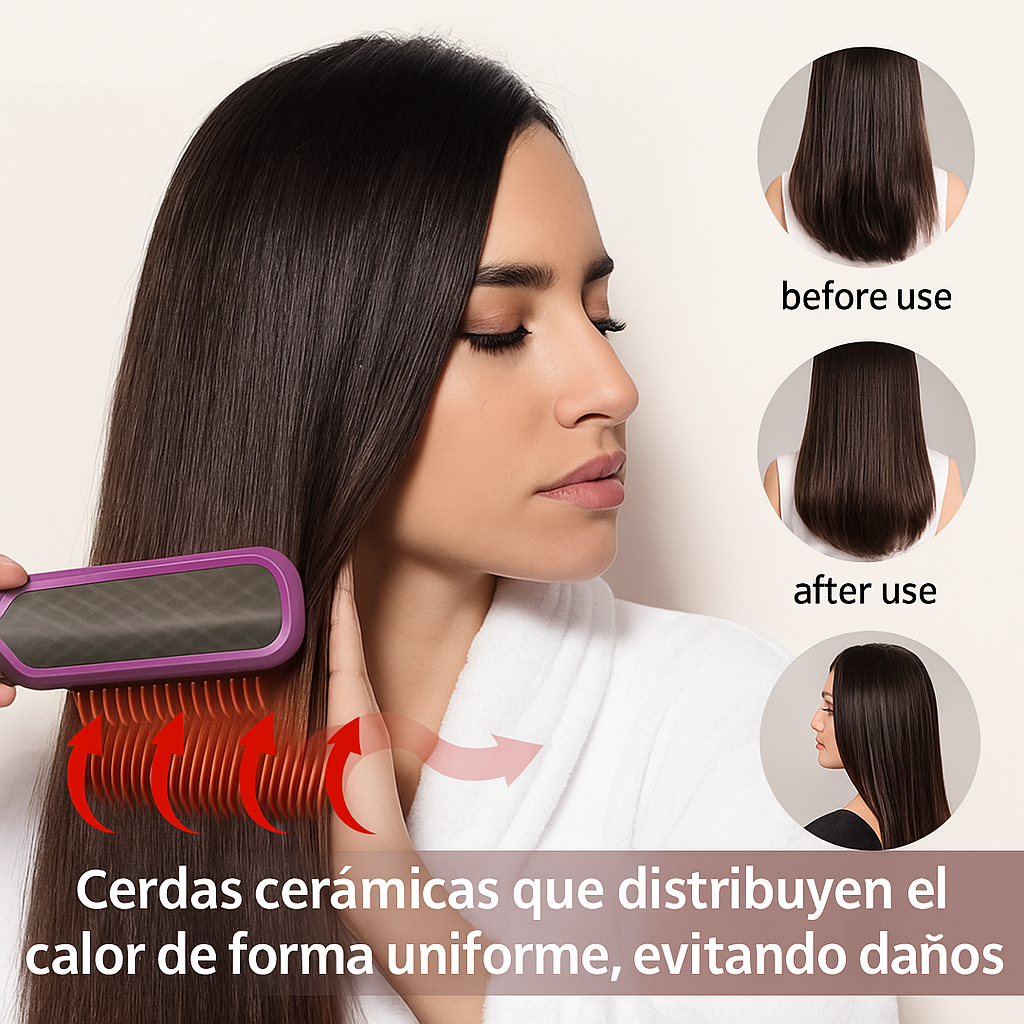 Tymo Right™ | Cepillo Alisador Portátil de Cerámica — Cabello Liso y Brillante en Minutos