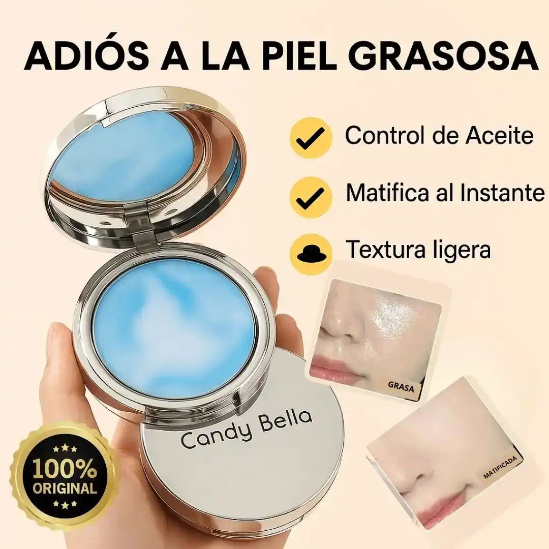Candy Bella® - Polvo Matificante para Rostro | ¡Tu aliado contra el brillo facial!
