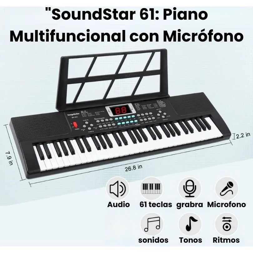 Sound Star61: Piano Multifuncional + Micrófono - oferta Black Friday