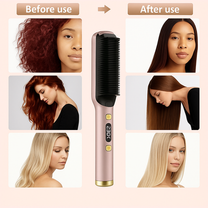 Tymo Right™ | Cepillo Alisador Portátil de Cerámica — Cabello Liso y Brillante en Minutos